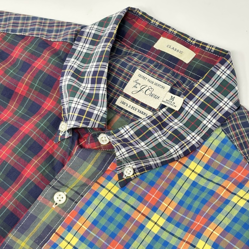 J.Crew Men's M Secret Wash Ivy Mix & Match Patchwork Plaid Cotton Shirt Classic